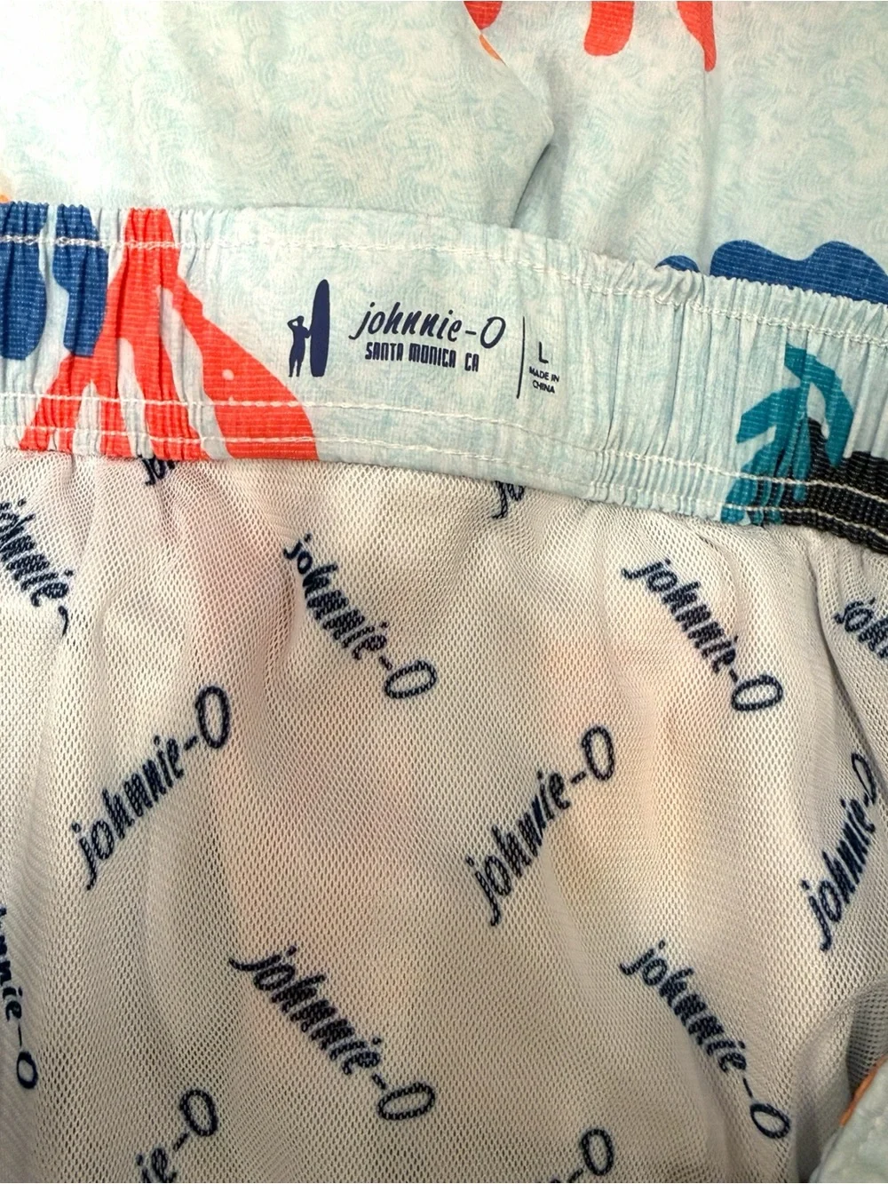 Johnnie-O Tortuga Baja Swim Trunk Shorts – Large – Blue Coral Reef Print